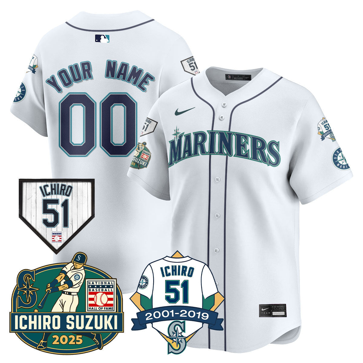 Seattle Mariners Ichiro Number Retirement Custom Jersey - All Stitched