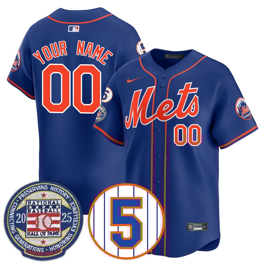New York Mets Number Retirement & Hall of Fame Gold Custom Jersey - All Stitched