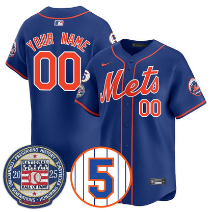 New York Mets Number Retirement & Hall of Fame Gold Custom Jersey - All Stitched
