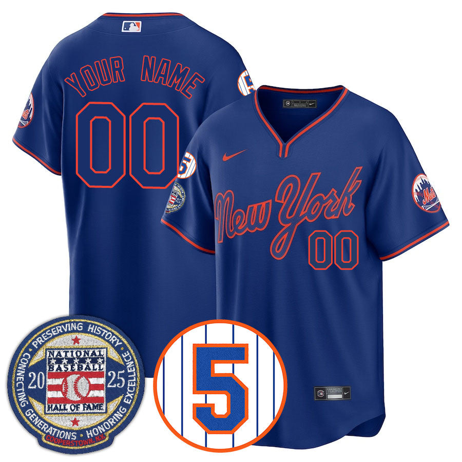 New York Mets Number Retirement & Hall of Fame Gold Custom Jersey - All Stitched
