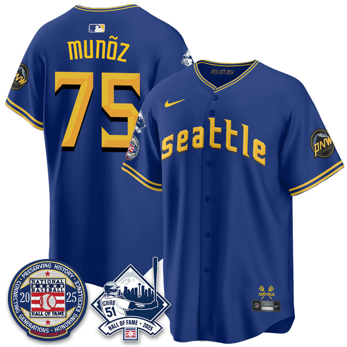 Men's Seattle Mariners Ichiro Number Retirement Jersey V2 - All Stitched