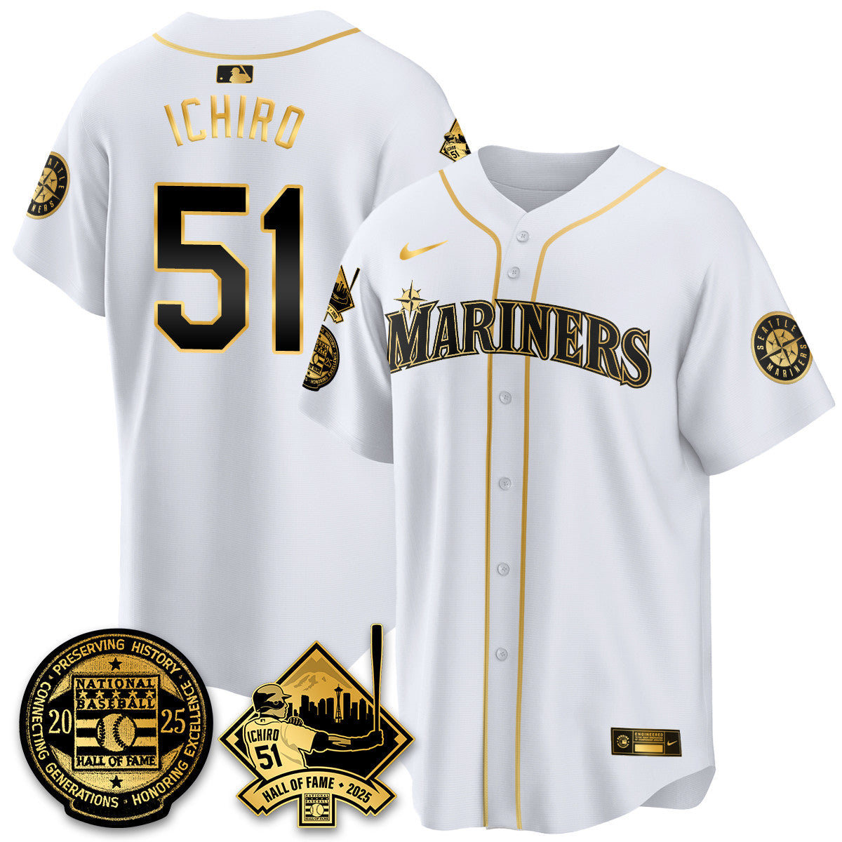 Men's Seattle Mariners Ichiro Number Retirement Jersey V2 - All Stitched