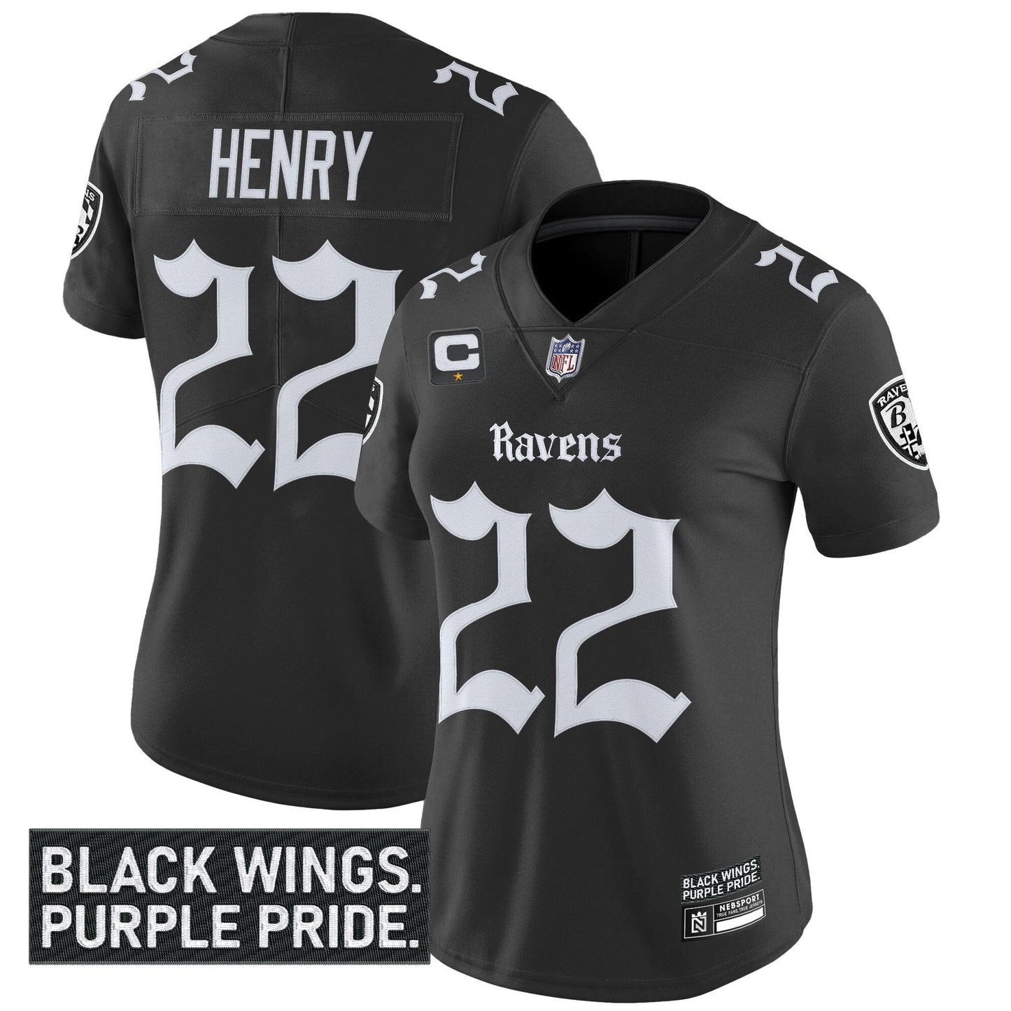 Women's Baltimore Ravens 'Gothic Nevermore Edition' Vapor Limited Jersey - All Stitched