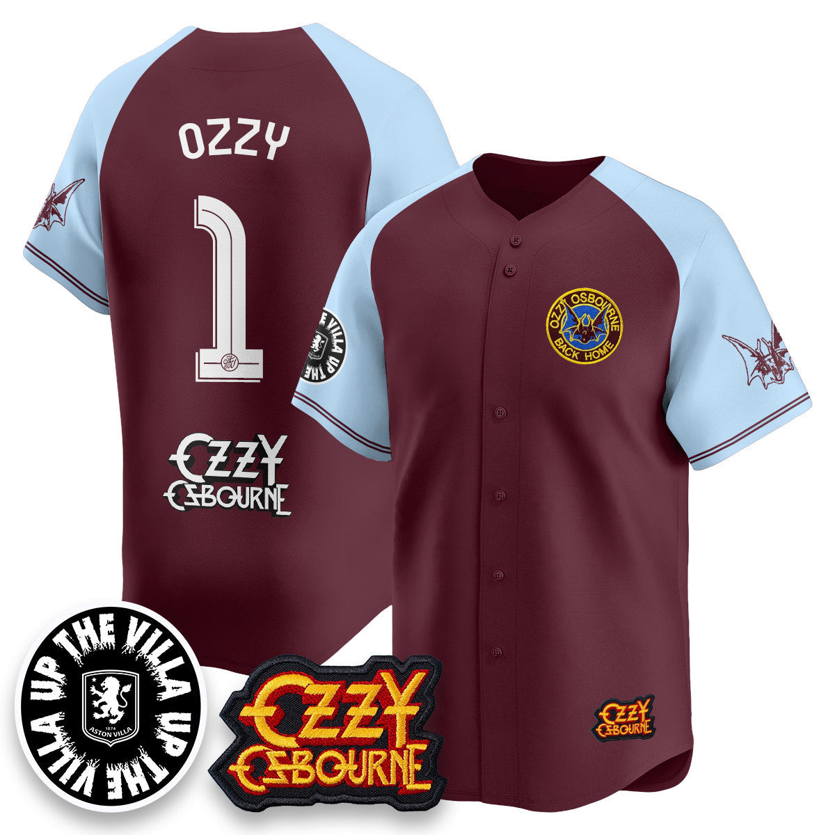 Men's Aston Villa Ozzy Osbourne Back Home Baseball Jersey - All Stitched