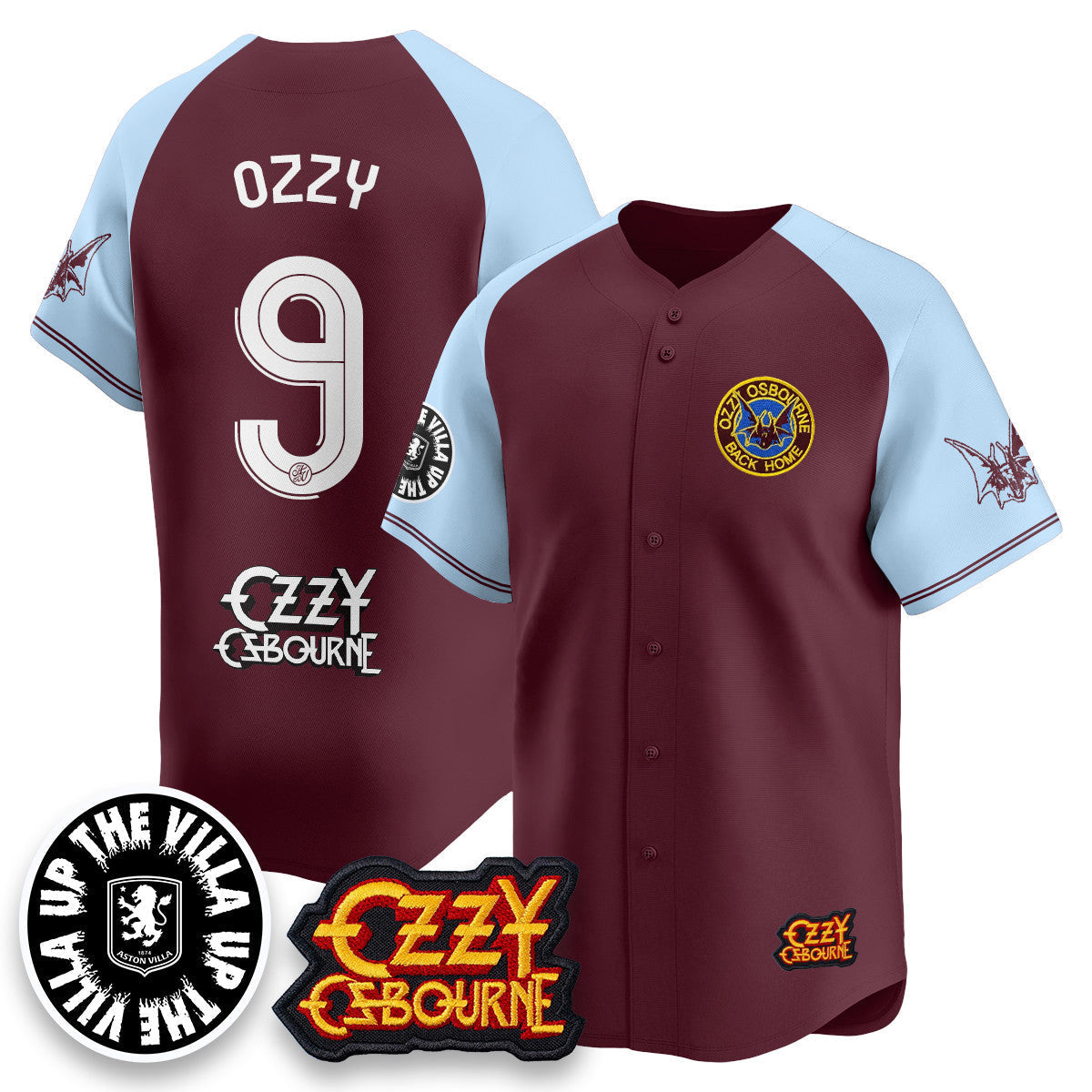 Aston Villa Ozzy Osbourne Back Home Baseball Jersey - All Stitched
