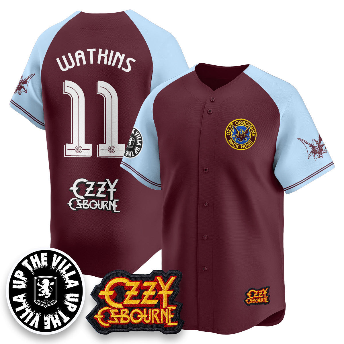 Aston Villa Ozzy Osbourne Back Home Baseball Jersey - All Stitched