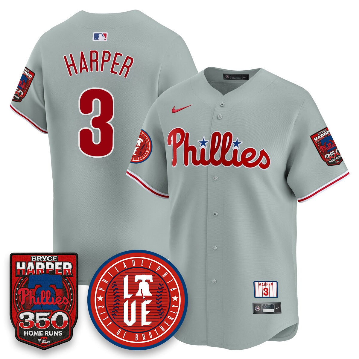 Men's Bryce Harper Philadelphia Phillies 350 Home Runs Jersey - All Stitched