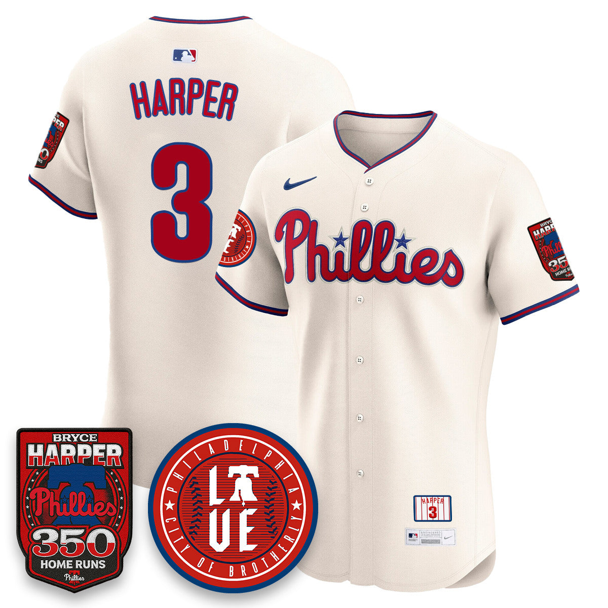 Men's Bryce Harper Philadelphia Phillies 350 Home Runs Jersey - All Stitched