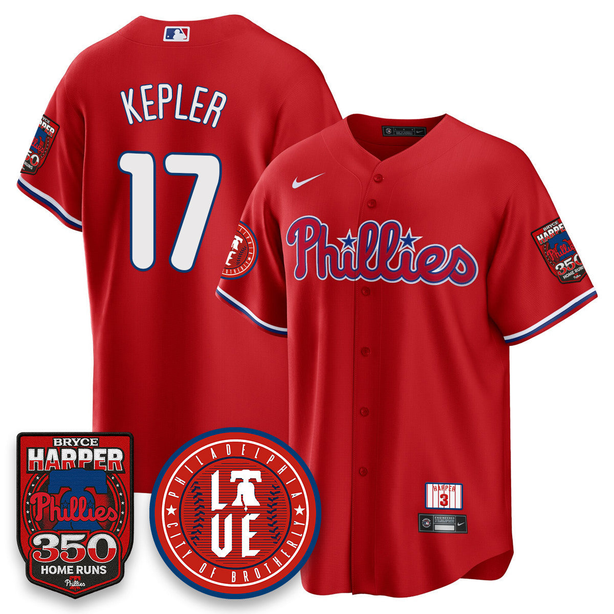 Men's Bryce Harper Philadelphia Phillies 350 Home Runs Jersey - All Stitched