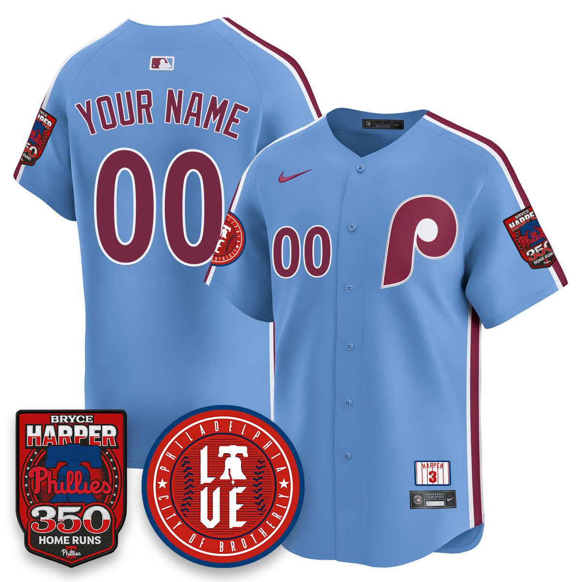 Men's Bryce Harper Philadelphia Phillies 350 Home Runs Jersey - All Stitched