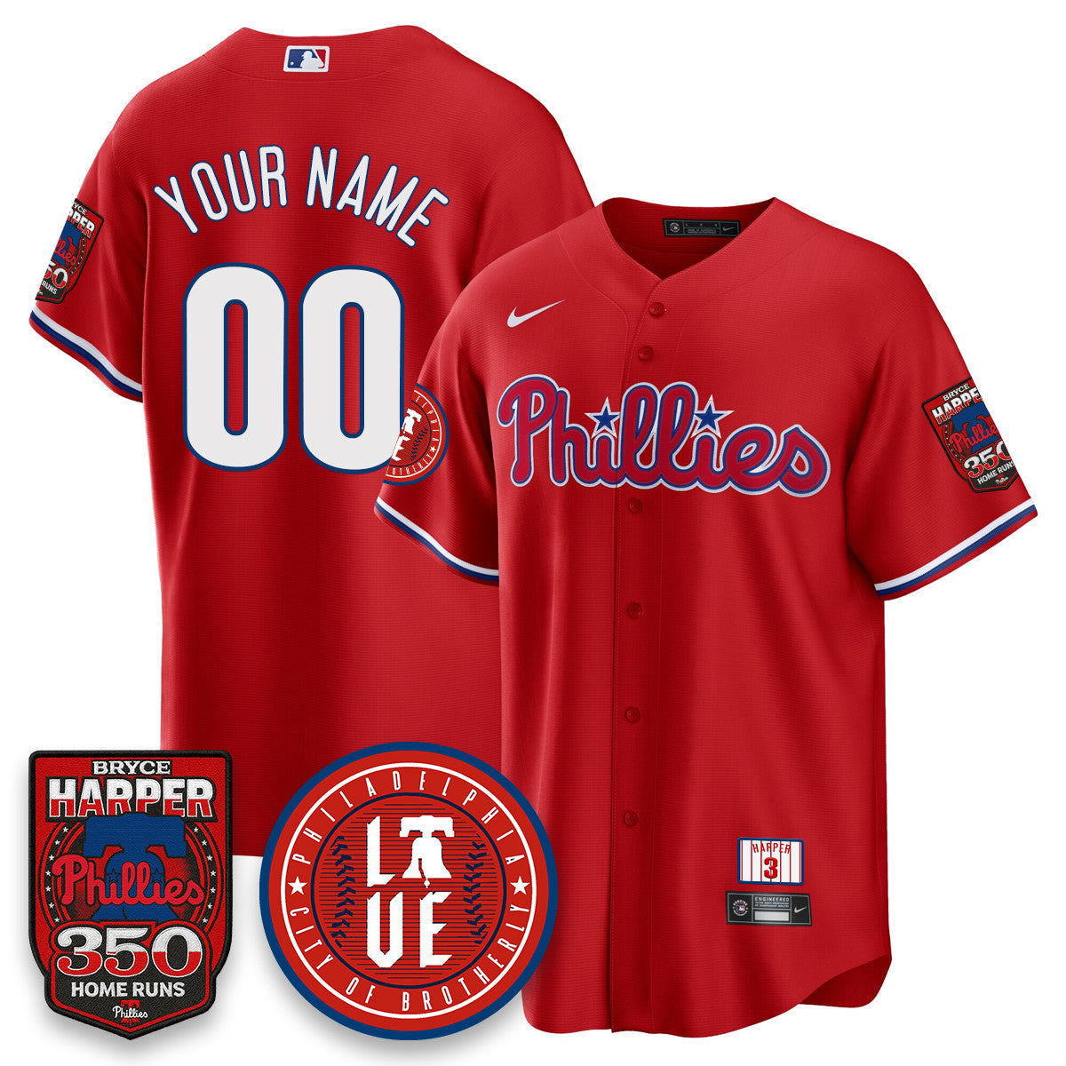 Men's Bryce Harper Philadelphia Phillies 350 Home Runs Jersey - All Stitched