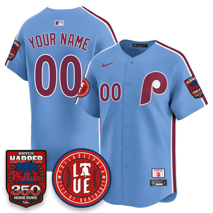 Custom Bryce Harper Philadelphia Phillies 350 Home Runs Jersey - All Stitched