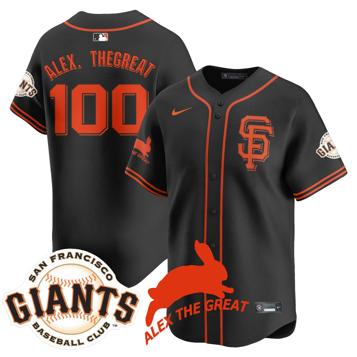 Men's San Francisco Giants "Alex the Great" Rabbit Memories 2025 Jersey - All Stitched