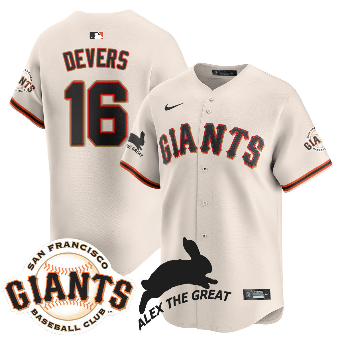 Men's San Francisco Giants "Alex the Great" Rabbit Memories 2025 Jersey - All Stitched