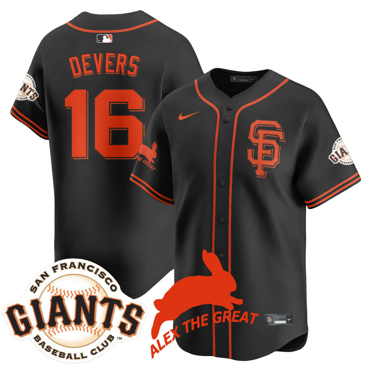Men's San Francisco Giants "Alex the Great" Rabbit Memories 2025 Jersey - All Stitched