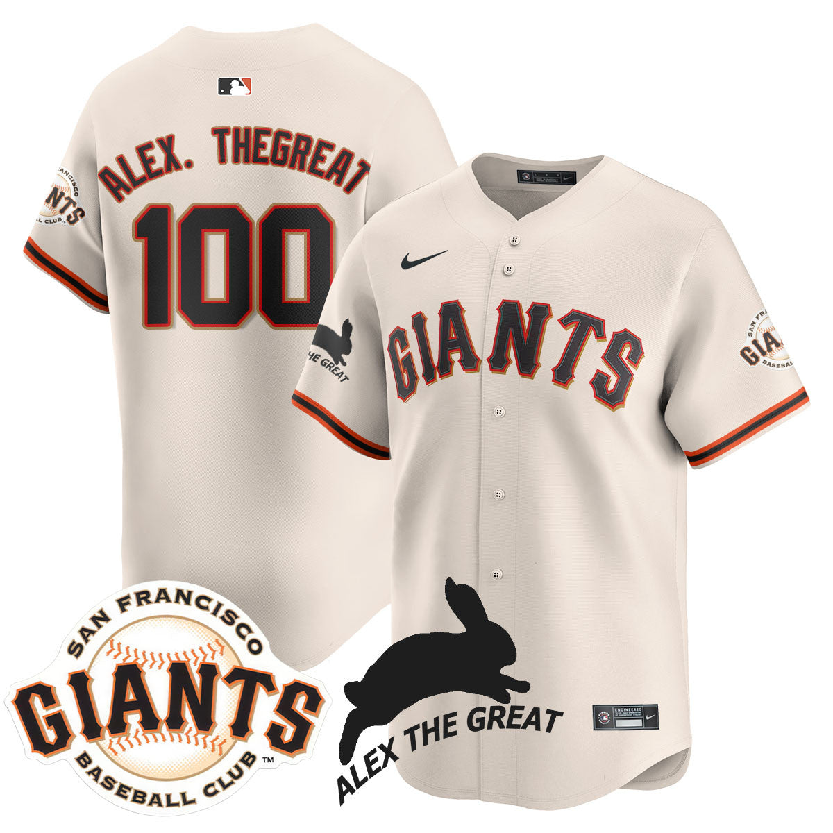 Men's San Francisco Giants "Alex the Great" Rabbit Memories 2025 Jersey - All Stitched