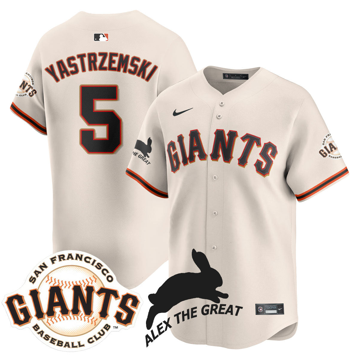 Men's San Francisco Giants "Alex the Great" Rabbit Memories 2025 Jersey - All Stitched