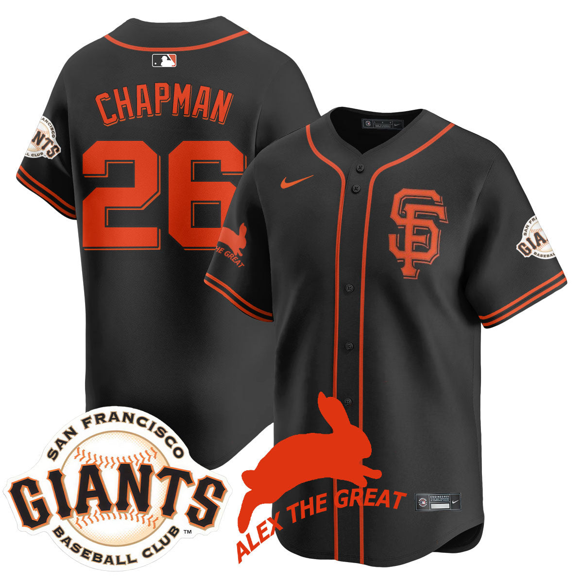 Men's San Francisco Giants "Alex the Great" Rabbit Memories 2025 Jersey - All Stitched