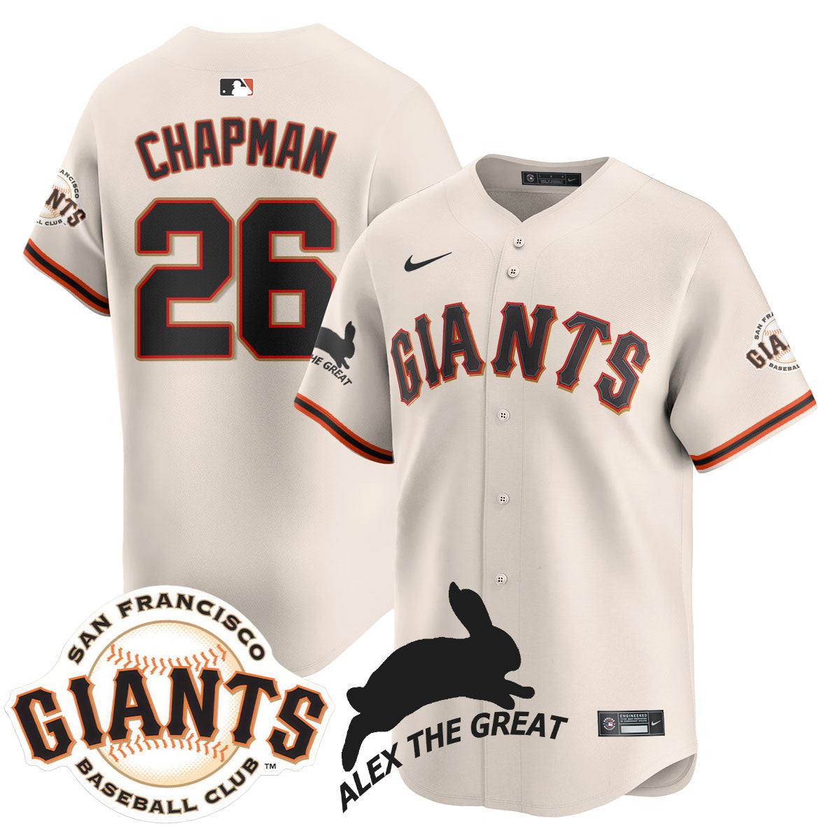 Men's San Francisco Giants "Alex the Great" Rabbit Memories 2025 Jersey - All Stitched