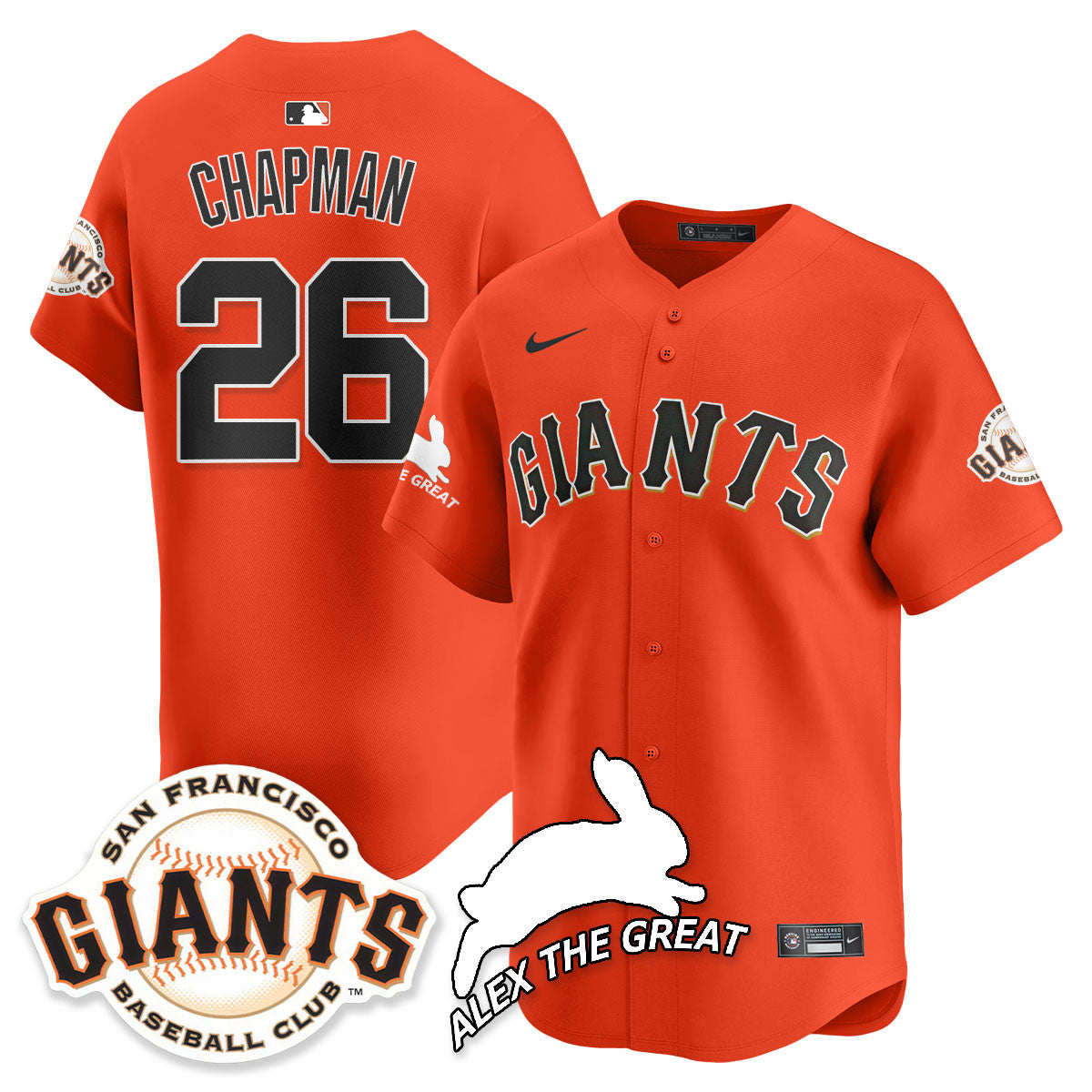 Men's San Francisco Giants "Alex the Great" Rabbit Memories 2025 Jersey - All Stitched