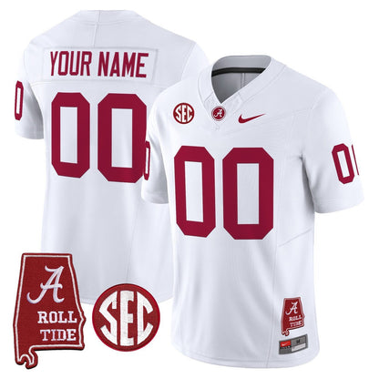 Custom Alabama Crimson Tide Throwback Vapor Limited Jersey - Alabama Map - All Stitched