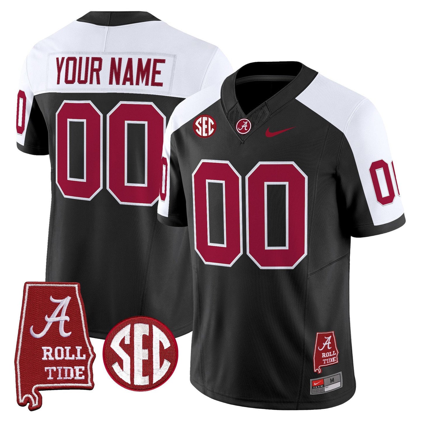 Custom Alabama Crimson Tide Throwback Vapor Limited Jersey - Alabama Map - All Stitched