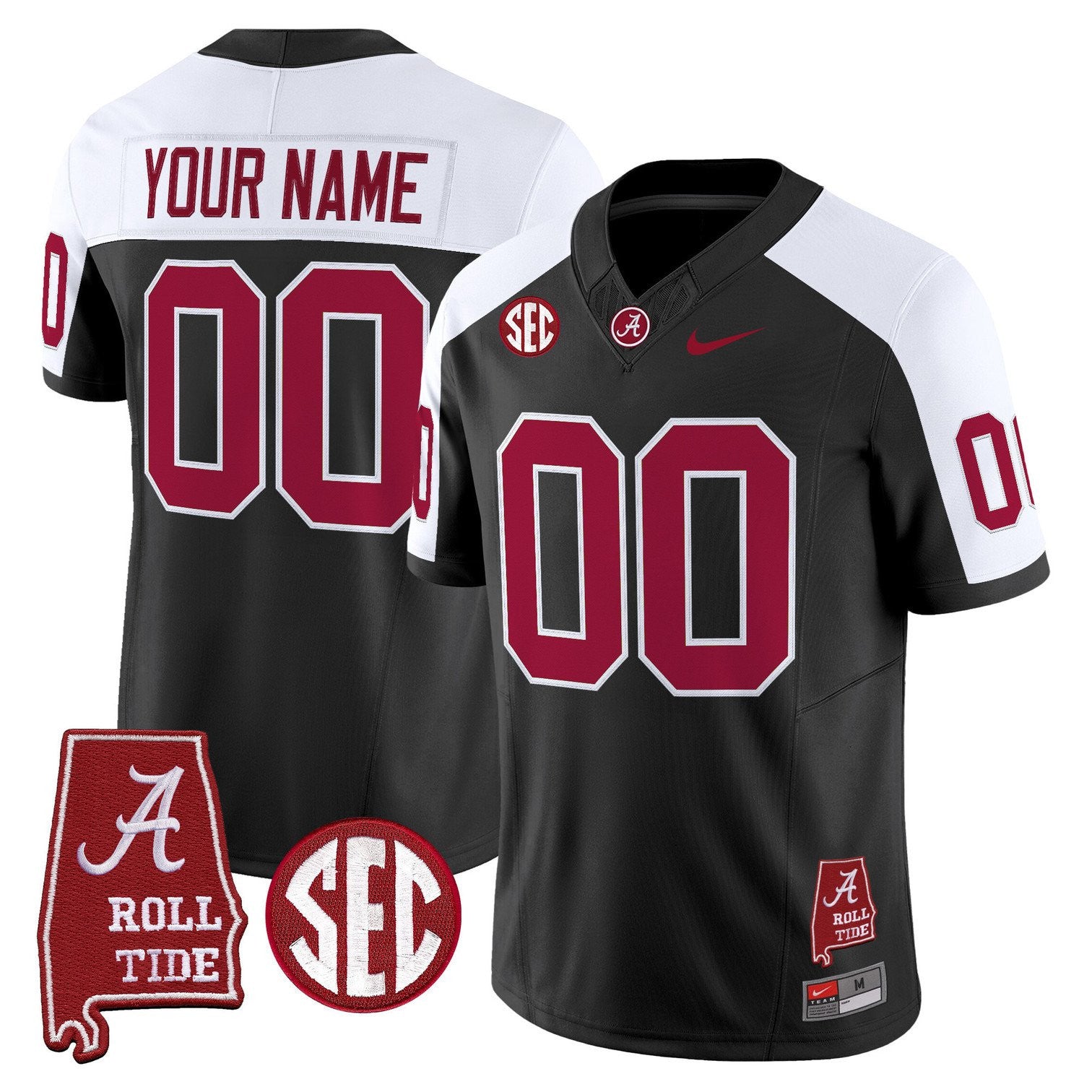 Custom Alabama Crimson Tide Throwback Vapor Limited Jersey - Alabama Map - All Stitched