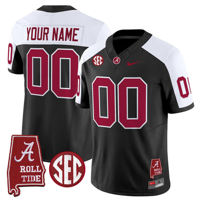 Custom Alabama Crimson Tide Throwback Vapor Limited Jersey - Alabama Map - All Stitched