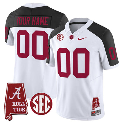 Custom Alabama Crimson Tide Throwback Vapor Limited Jersey - Alabama Map - All Stitched