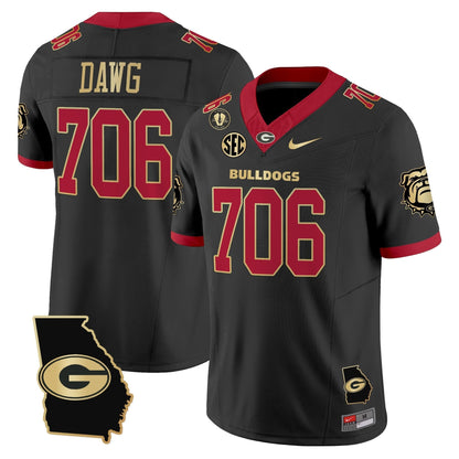 Men's Georgia Bulldogs 2025 Georgia Map & Vince Dooley Patch Vapor Limited Jersey - All Stitched