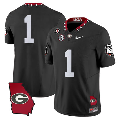 Men's Georgia Bulldogs 2025 Georgia Map & Vince Dooley Patch Vapor Limited Jersey - All Stitched