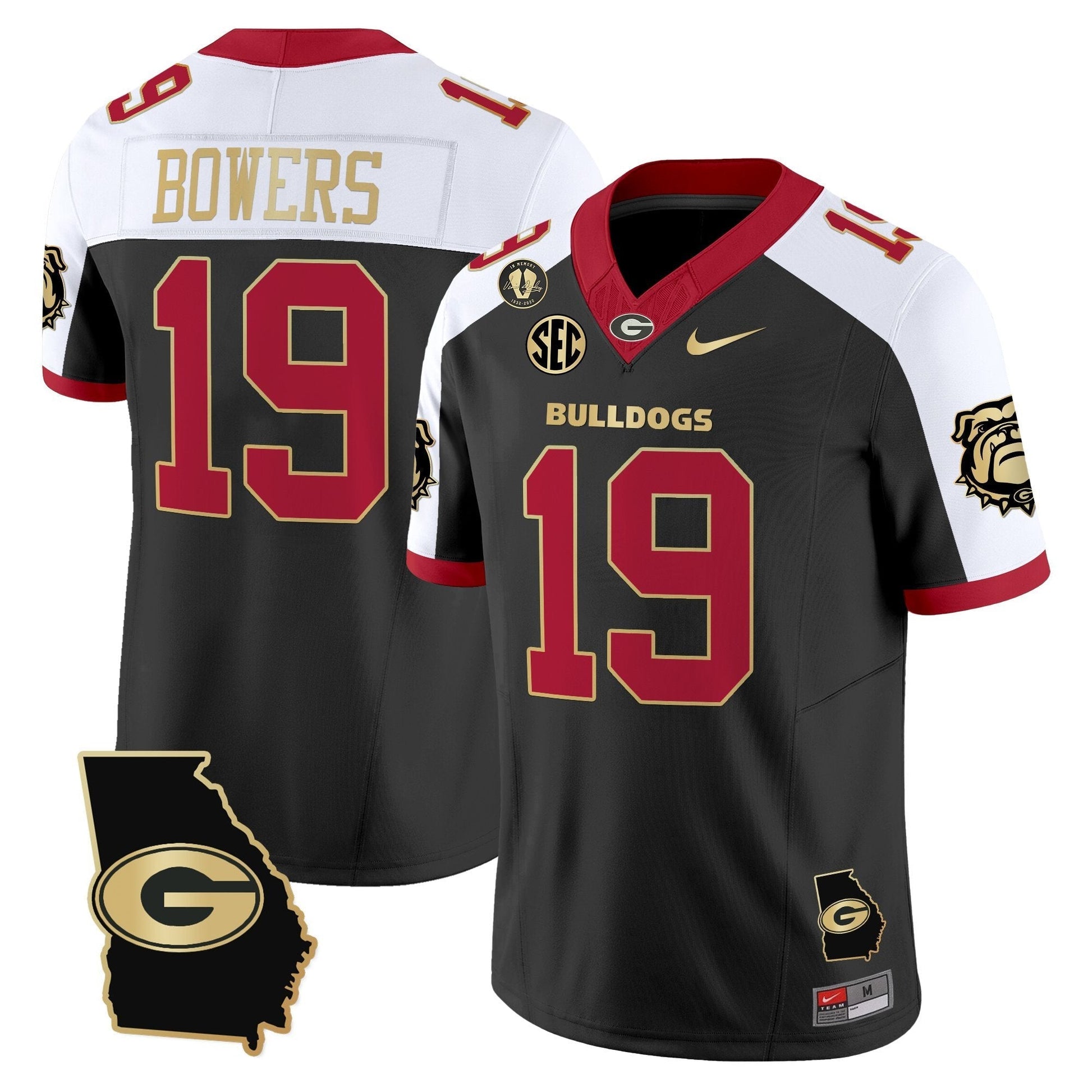 Men's Georgia Bulldogs 2025 Georgia Map & Vince Dooley Patch Vapor Limited Jersey - All Stitched