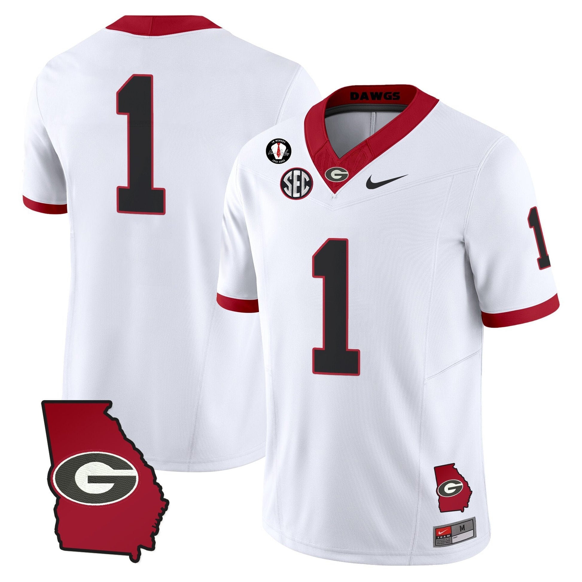 Men's Georgia Bulldogs 2025 Georgia Map & Vince Dooley Patch Vapor Limited Jersey - All Stitched
