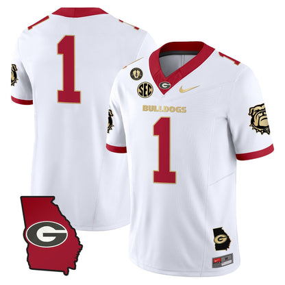 Men's Georgia Bulldogs 2025 Georgia Map & Vince Dooley Patch Vapor Limited Jersey - All Stitched