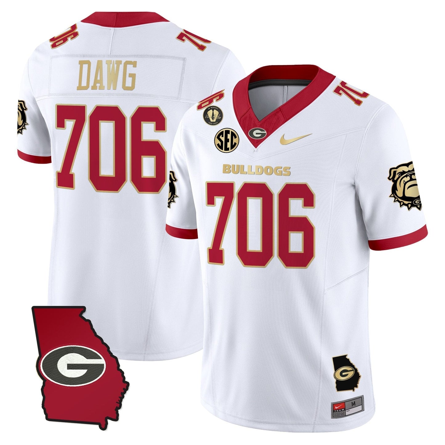 Men's Georgia Bulldogs 2025 Georgia Map & Vince Dooley Patch Vapor Limited Jersey - All Stitched