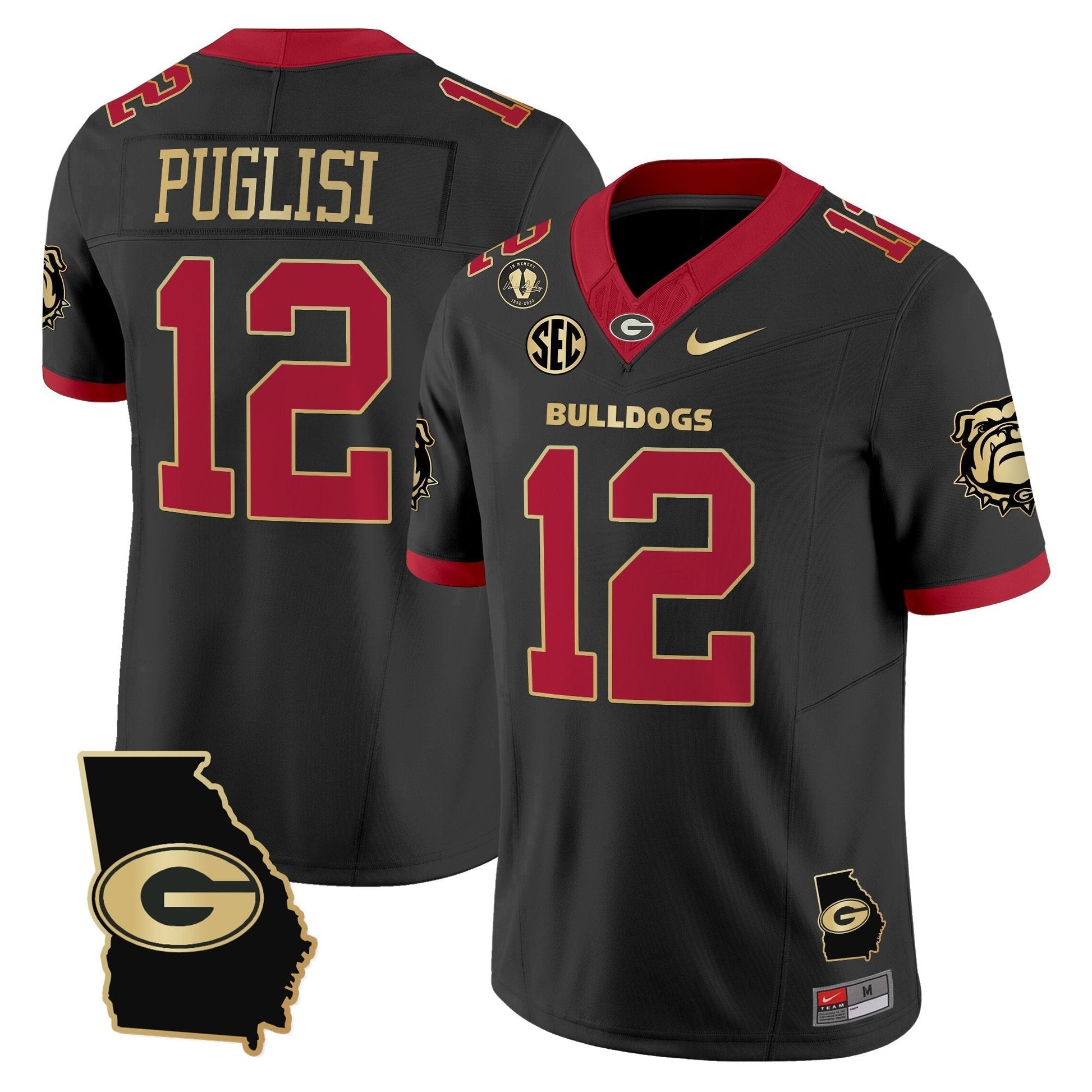 Men's Georgia Bulldogs 2025 Georgia Map & Vince Dooley Patch Vapor Limited Jersey - All Stitched