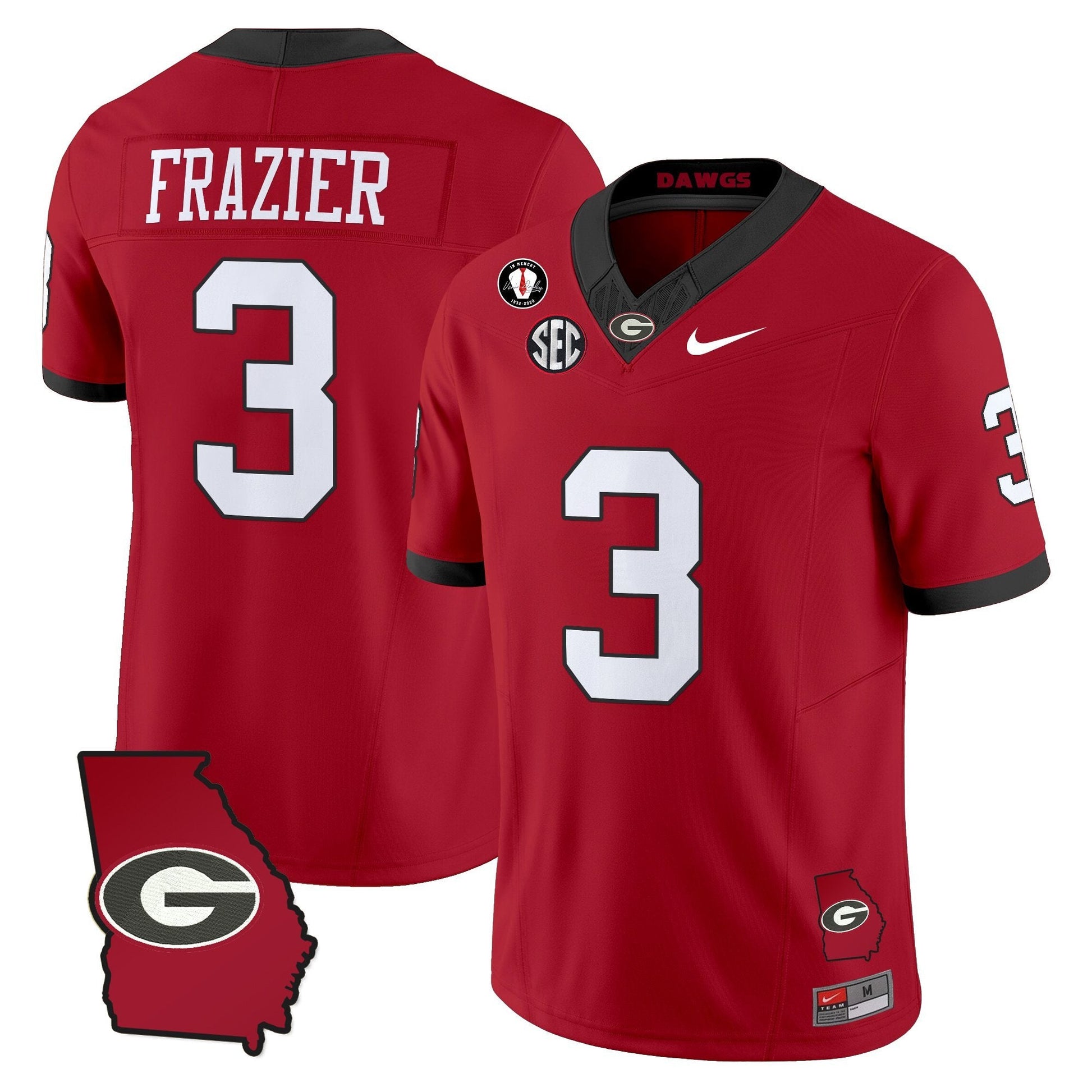 Men's Georgia Bulldogs 2025 Georgia Map & Vince Dooley Patch Vapor Limited Jersey - All Stitched