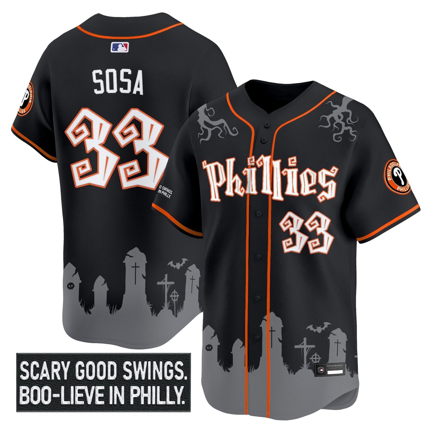 Men's Philadelphia Phillies 'Halloween Spooky Edition' Premier Limited Jersey - Stitched