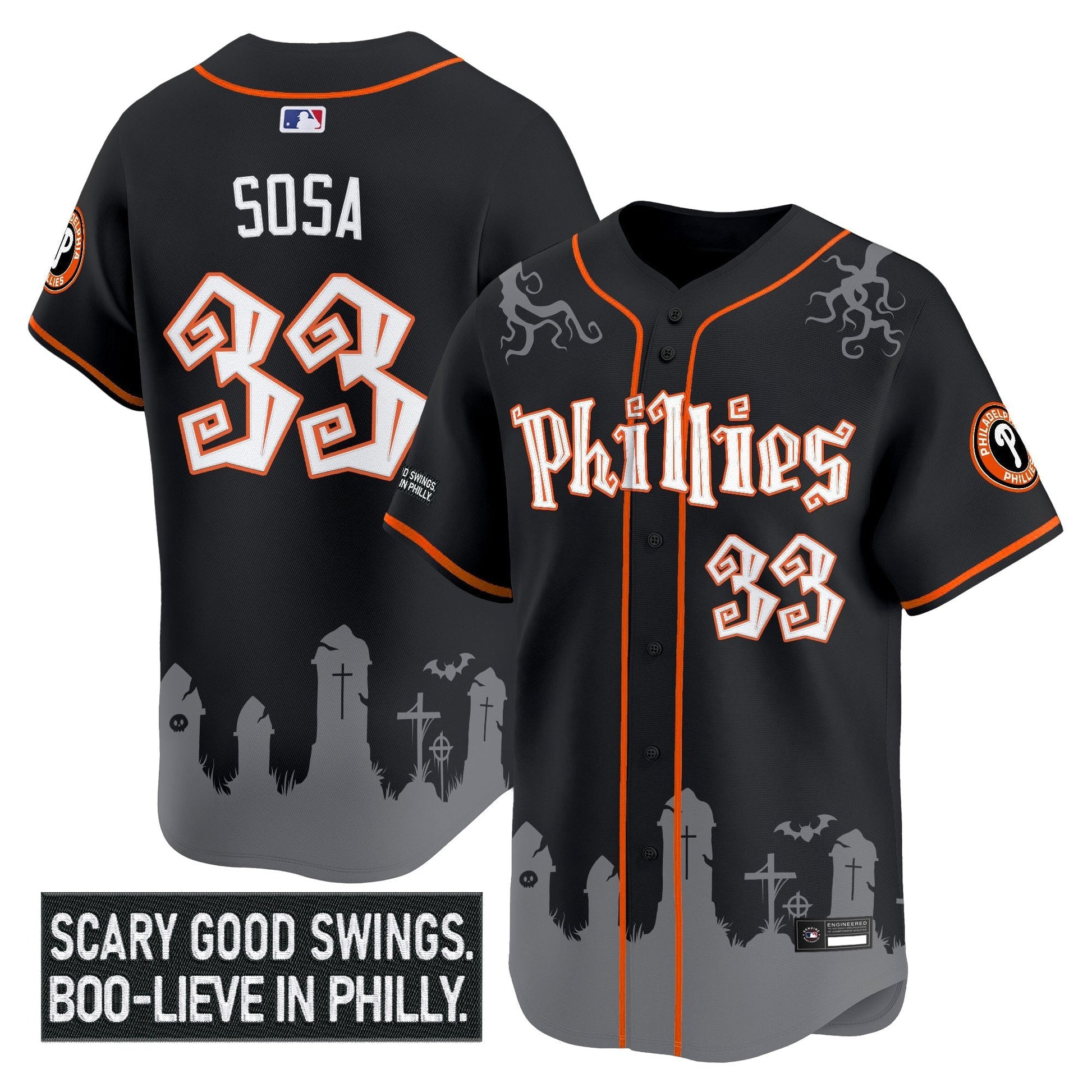 Men's Philadelphia Phillies 'Halloween Spooky Edition' Premier Limited Jersey - Stitched