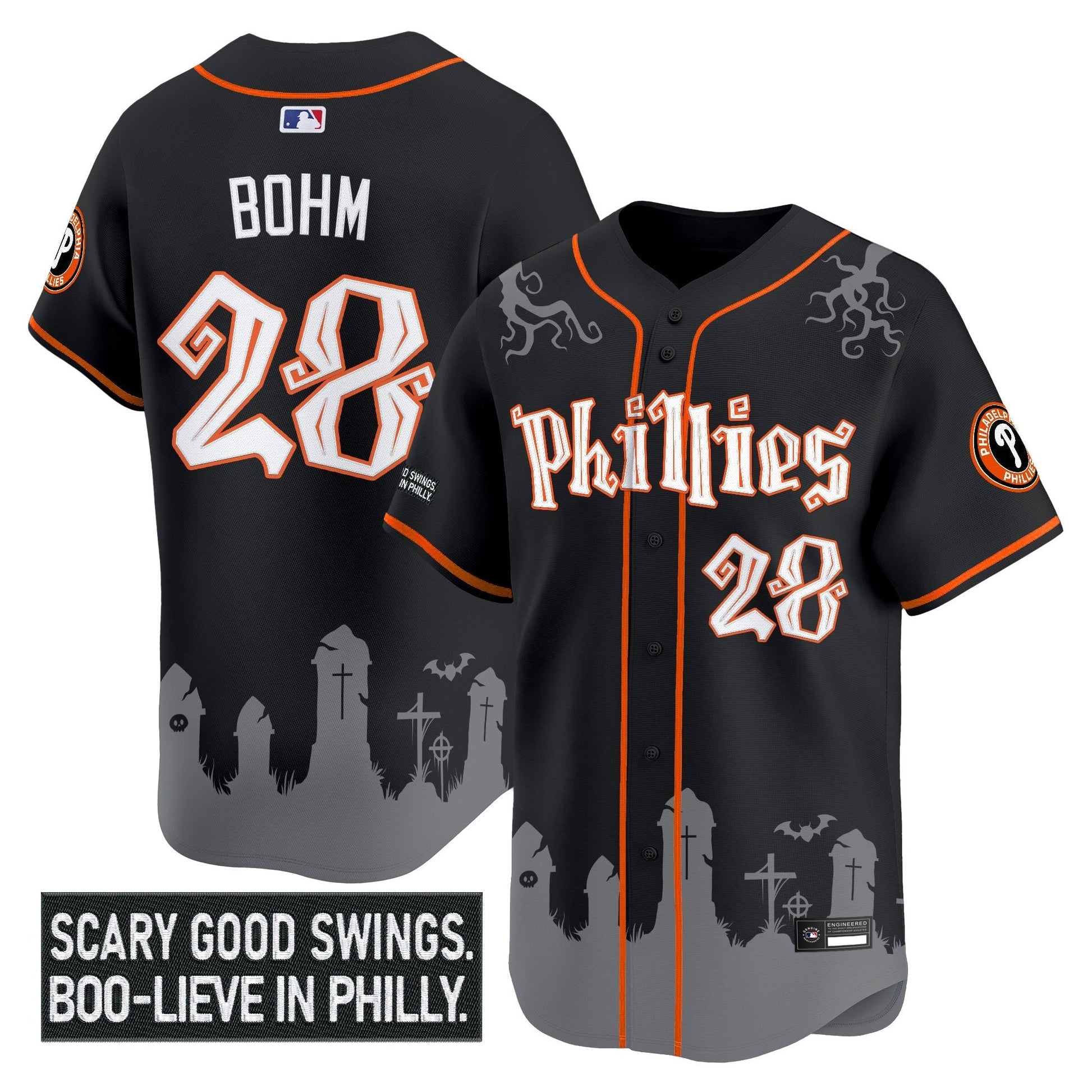 Men's Philadelphia Phillies 'Halloween Spooky Edition' Premier Limited Jersey - Stitched