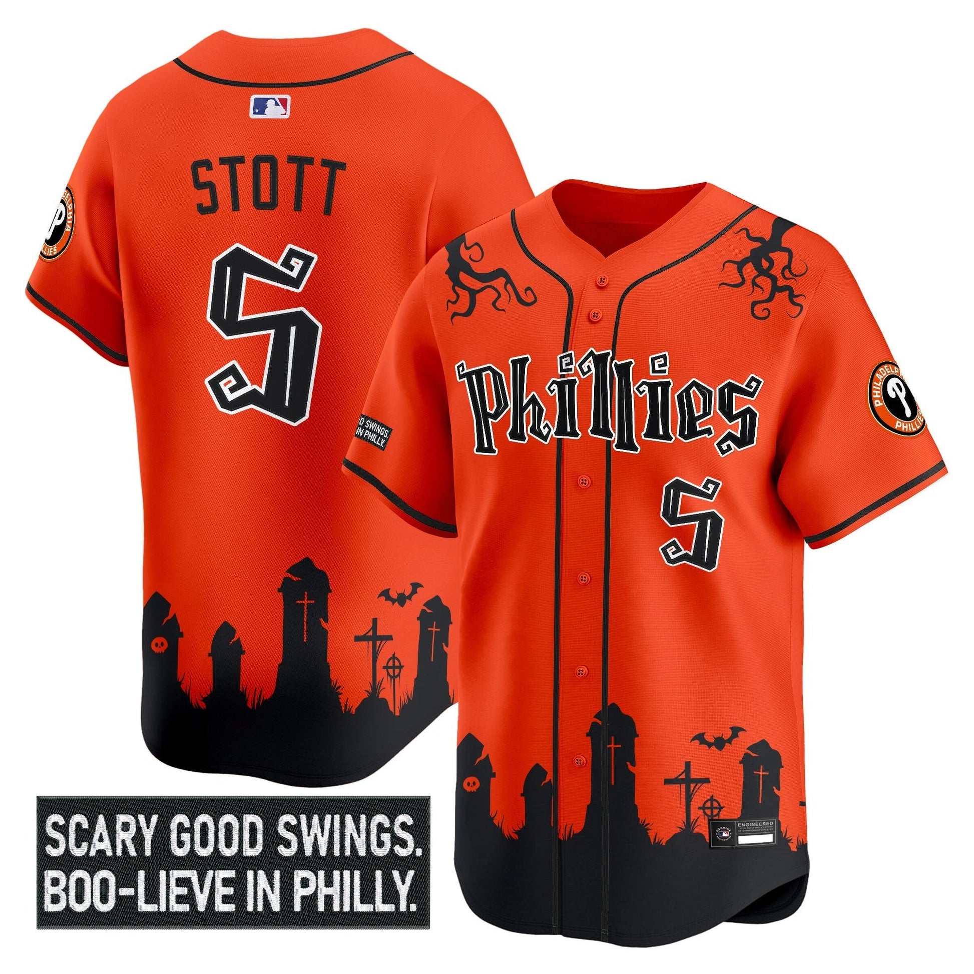 Men's Philadelphia Phillies 'Halloween Spooky Edition' Premier Limited Jersey - Stitched