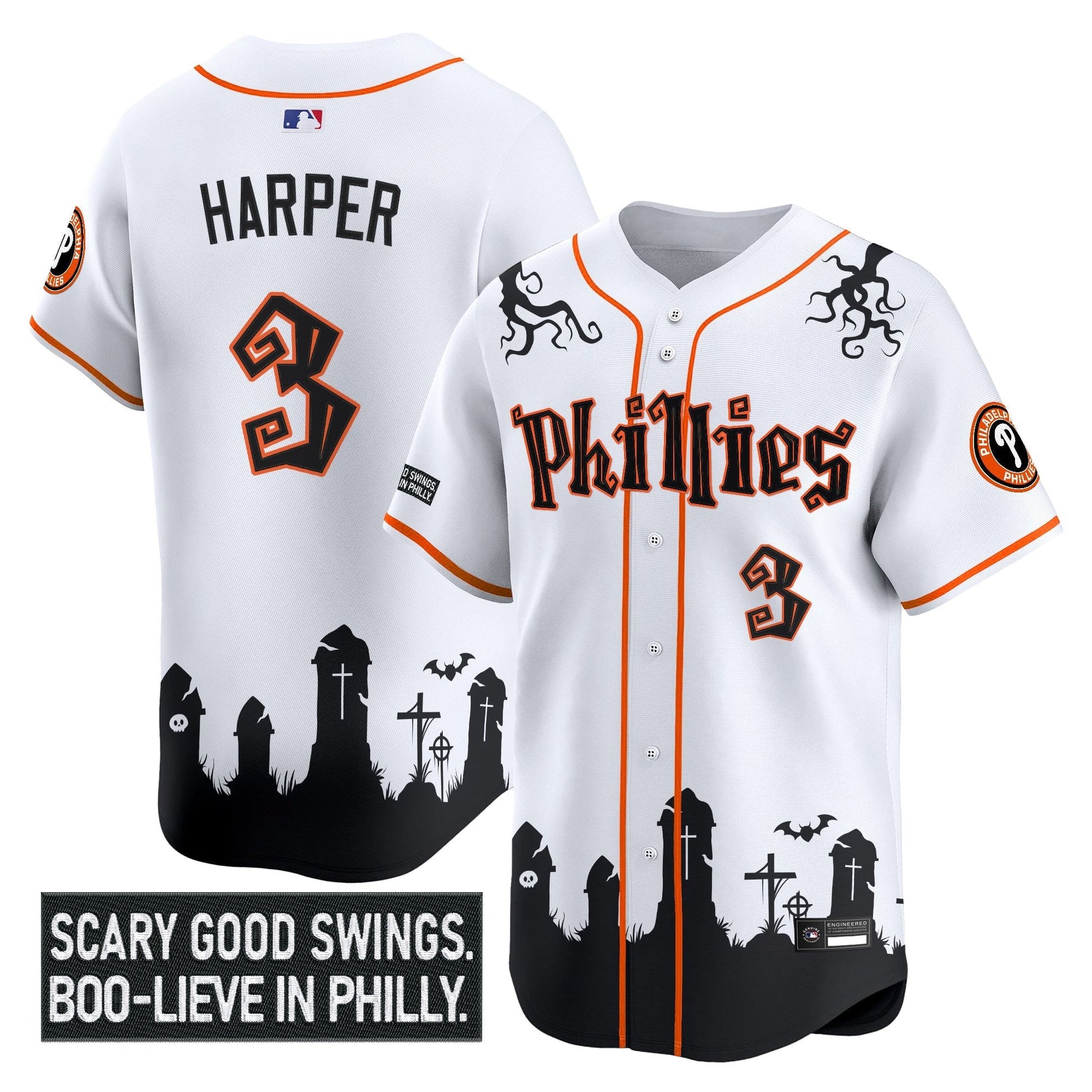 Men's Philadelphia Phillies 'Halloween Spooky Edition' Premier Limited Jersey - Stitched