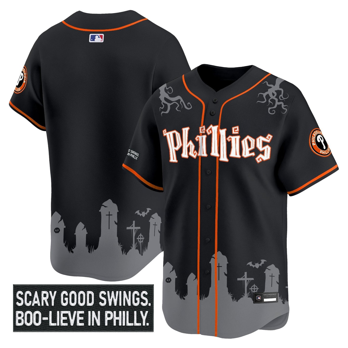 Men's Philadelphia Phillies 'Halloween Spooky Edition' Premier Limited Jersey - Stitched