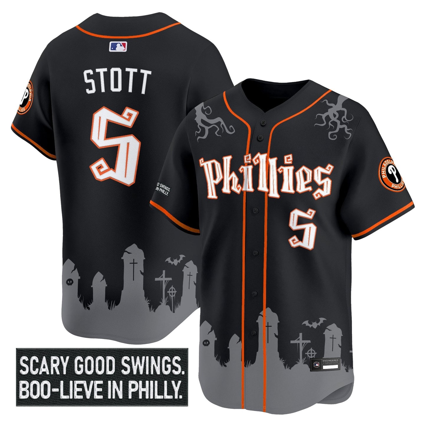 Men's Philadelphia Phillies 'Halloween Spooky Edition' Premier Limited Jersey - Stitched