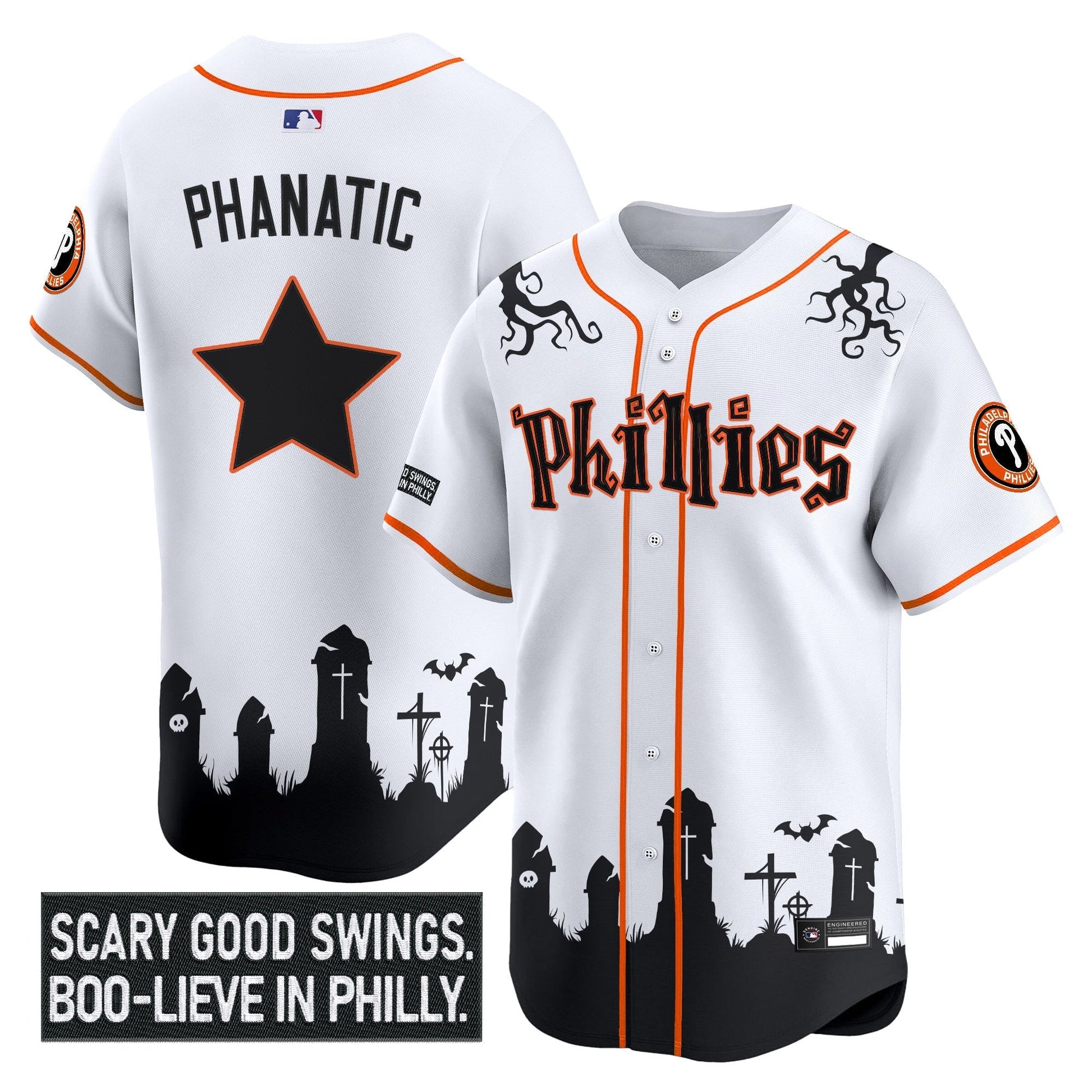 Men's Philadelphia Phillies 'Halloween Spooky Edition' Premier Limited Jersey - Stitched