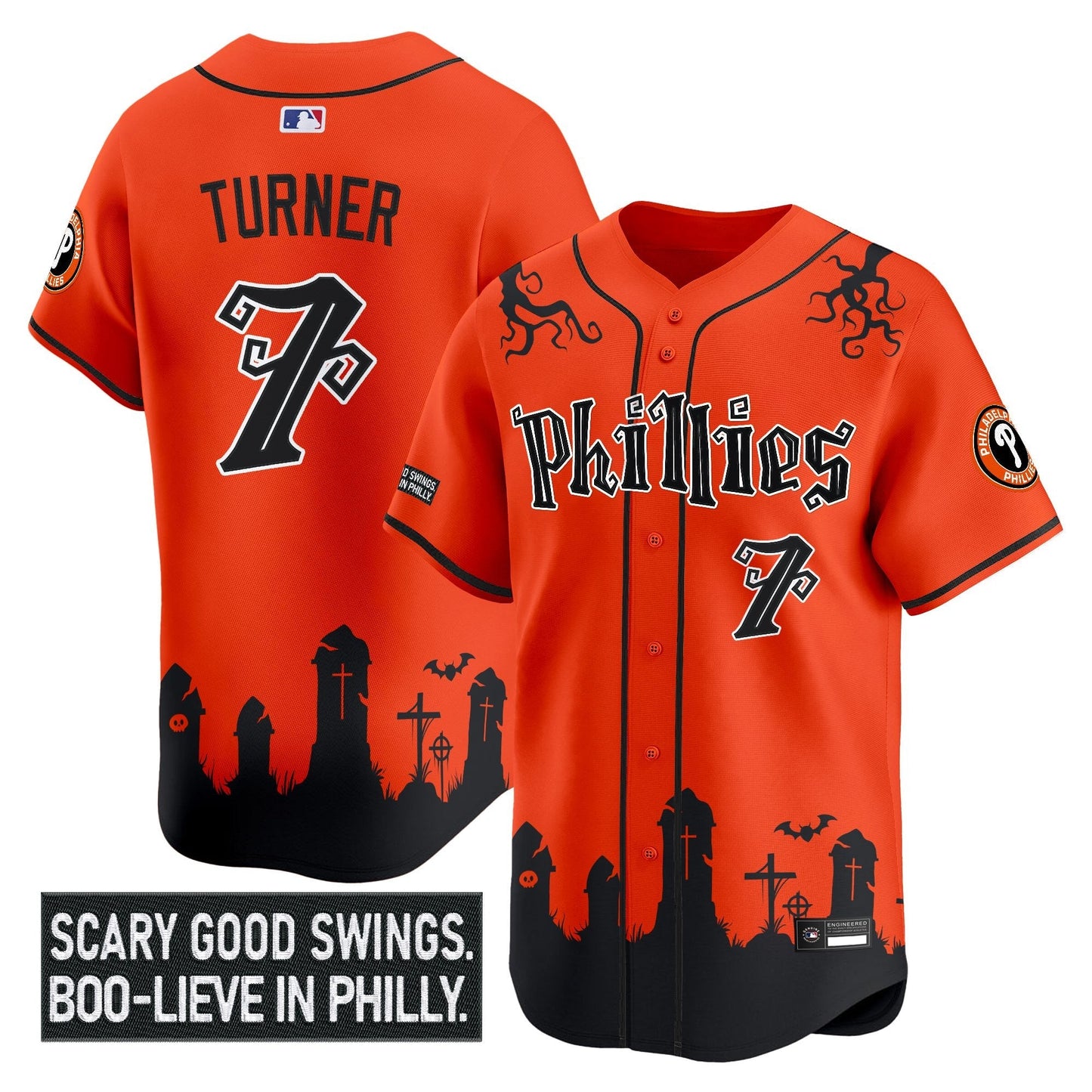 Men's Philadelphia Phillies 'Halloween Spooky Edition' Premier Limited Jersey - Stitched