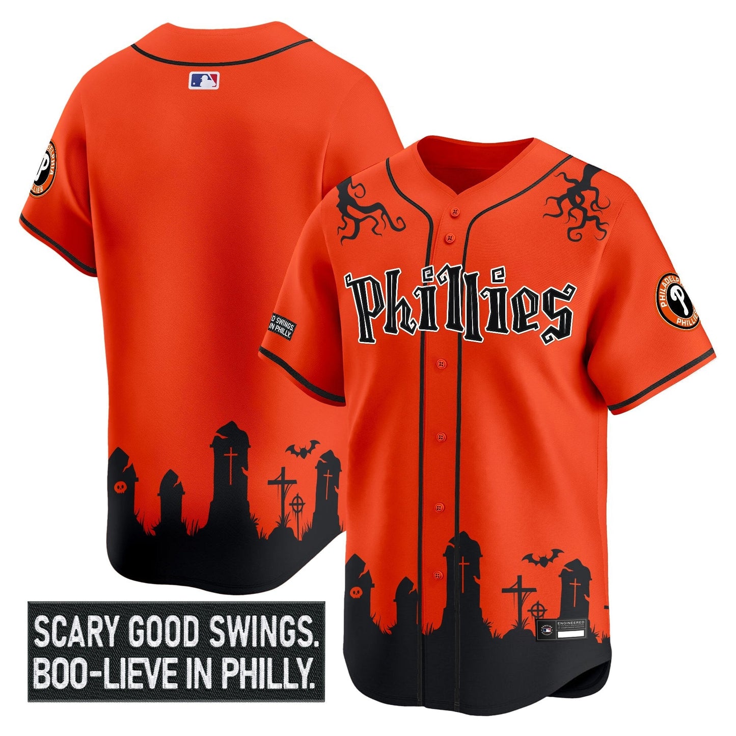 Men's Philadelphia Phillies 'Halloween Spooky Edition' Premier Limited Jersey - Stitched