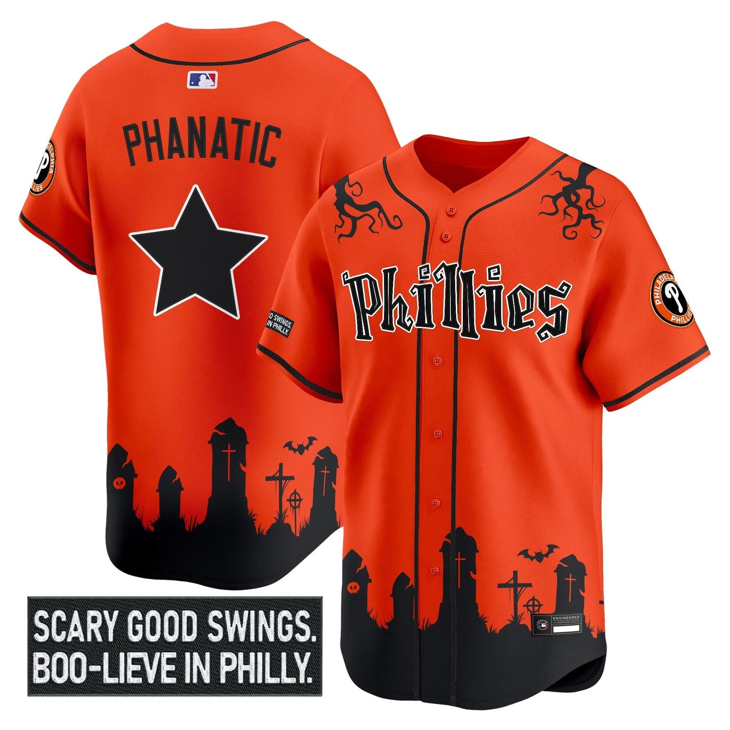 Men's Philadelphia Phillies 'Halloween Spooky Edition' Premier Limited Jersey - Stitched