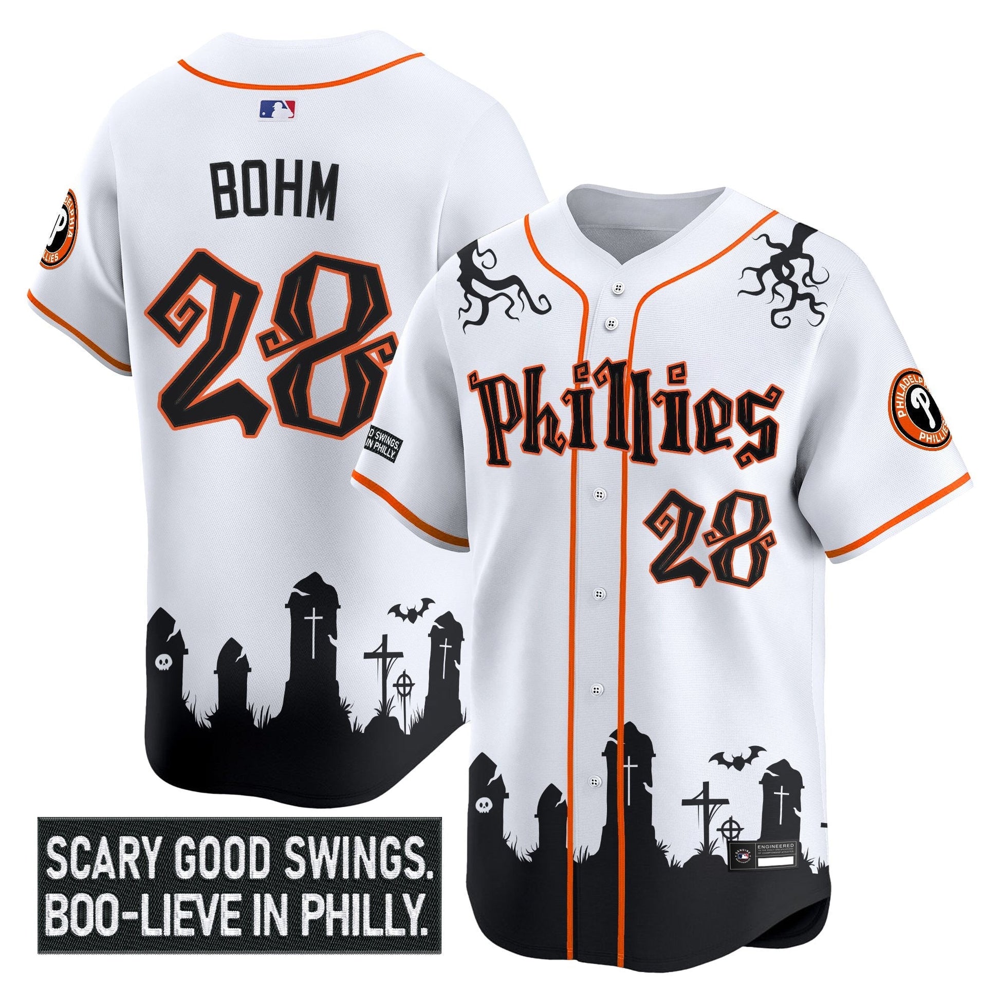 Men's Philadelphia Phillies 'Halloween Spooky Edition' Premier Limited Jersey - Stitched