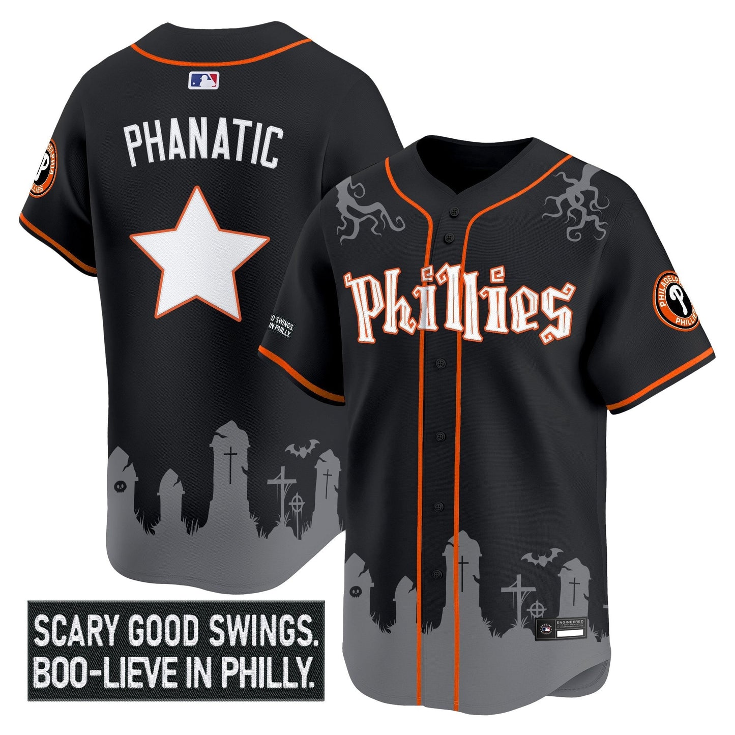 Men's Philadelphia Phillies 'Halloween Spooky Edition' Premier Limited Jersey - Stitched